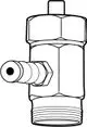 Meßnippel mit Ventil, Anschluss R 1/4, von IMI Hydronic Engineering, für Druckmessungen in Heizsystemen, zeigt einen seitlichen Anschluss und ein Gewinde.